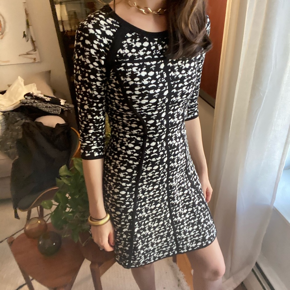 Black and white fit and flare mini dress - Picture 2 of 8